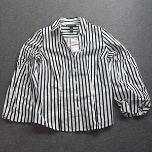 International Concepts INC Blouse Black White Size Petite Pet/pet NWT Retail $79